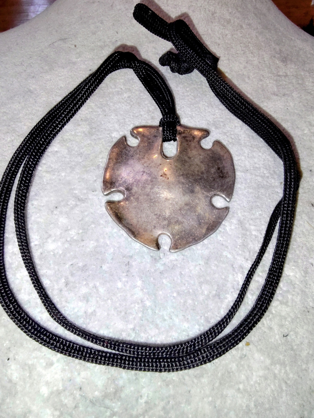 RLM Studios/ Robert Morris Unisex 925 Sand Dollar Necklace, Black Cord